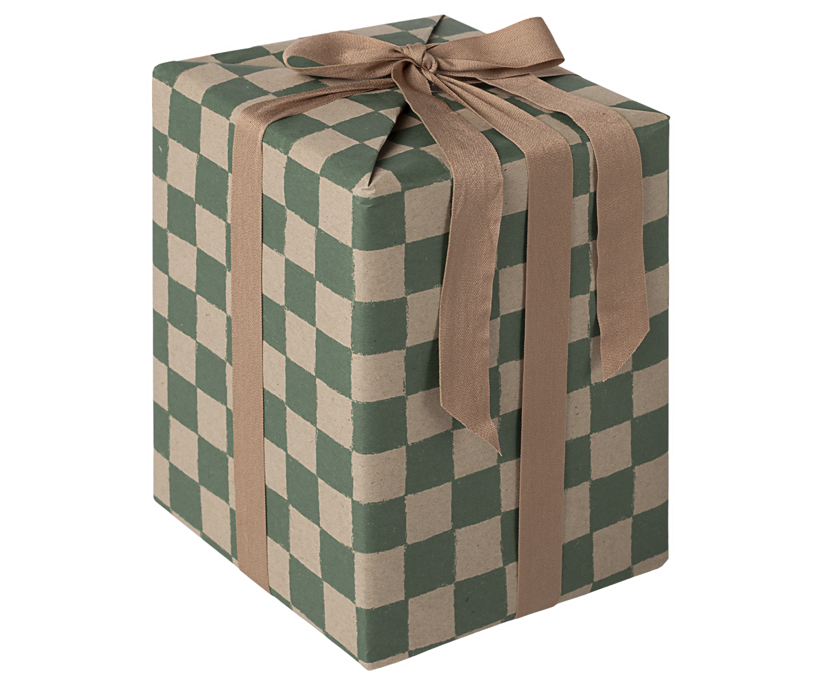 Papel de embrulho xadrez verde