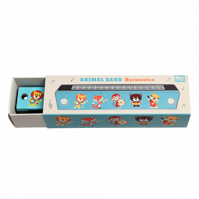 Harmónica de madeira animais banda