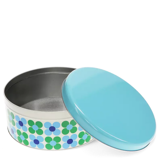 Caixa de lata blue and green daisy