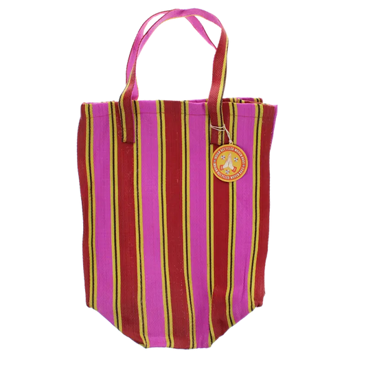 Saco riscas encarnado - shopping bag