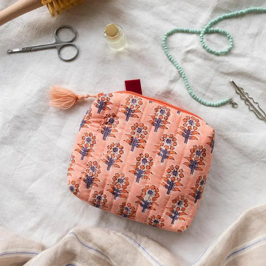 Necessaire pequeno coral flores shanaya