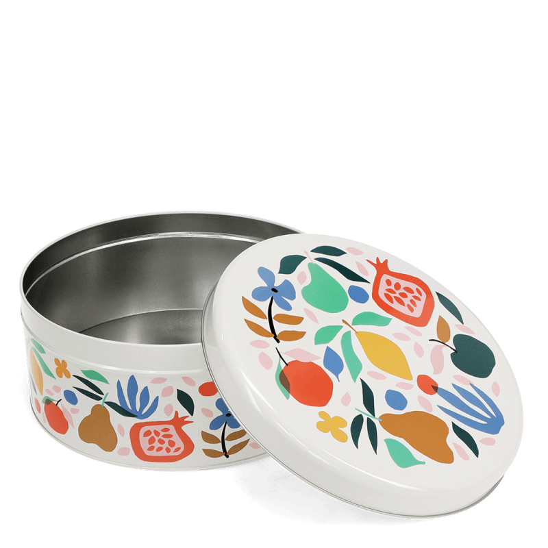 Caixa de lata frutas