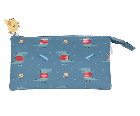 Estojo Triplo crocodilo azul