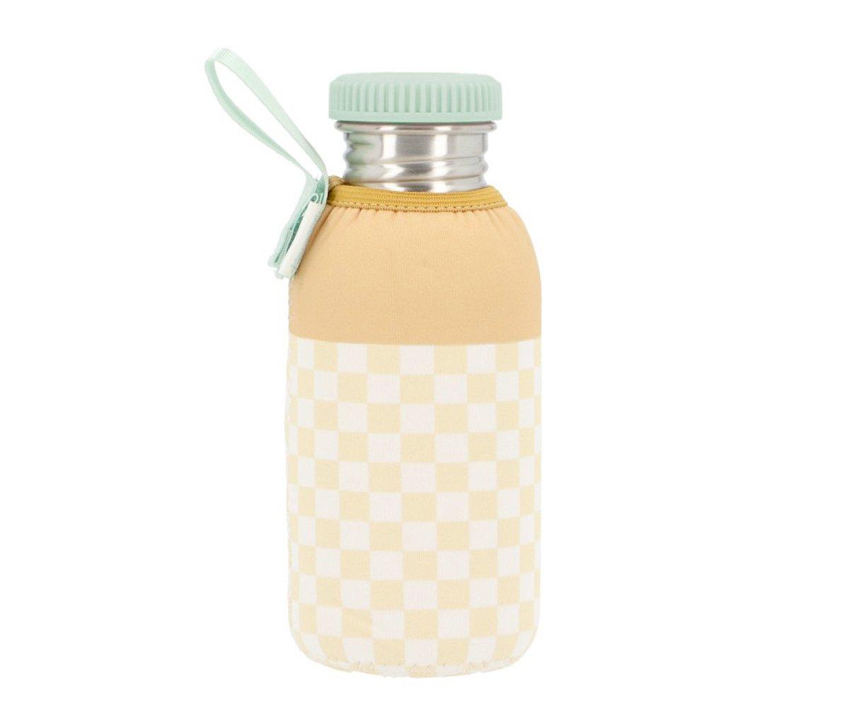 Garrafa metálica xadrez amarelo - 500ml