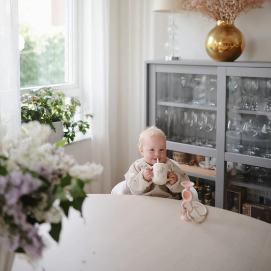 Copo silicone com palhinha pink flowers