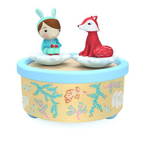 Caixa de música raposa e menino