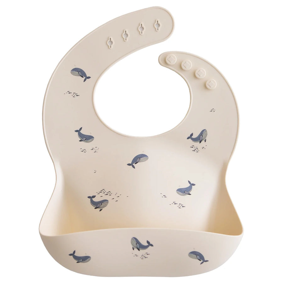 Babete silicone mushie - whales