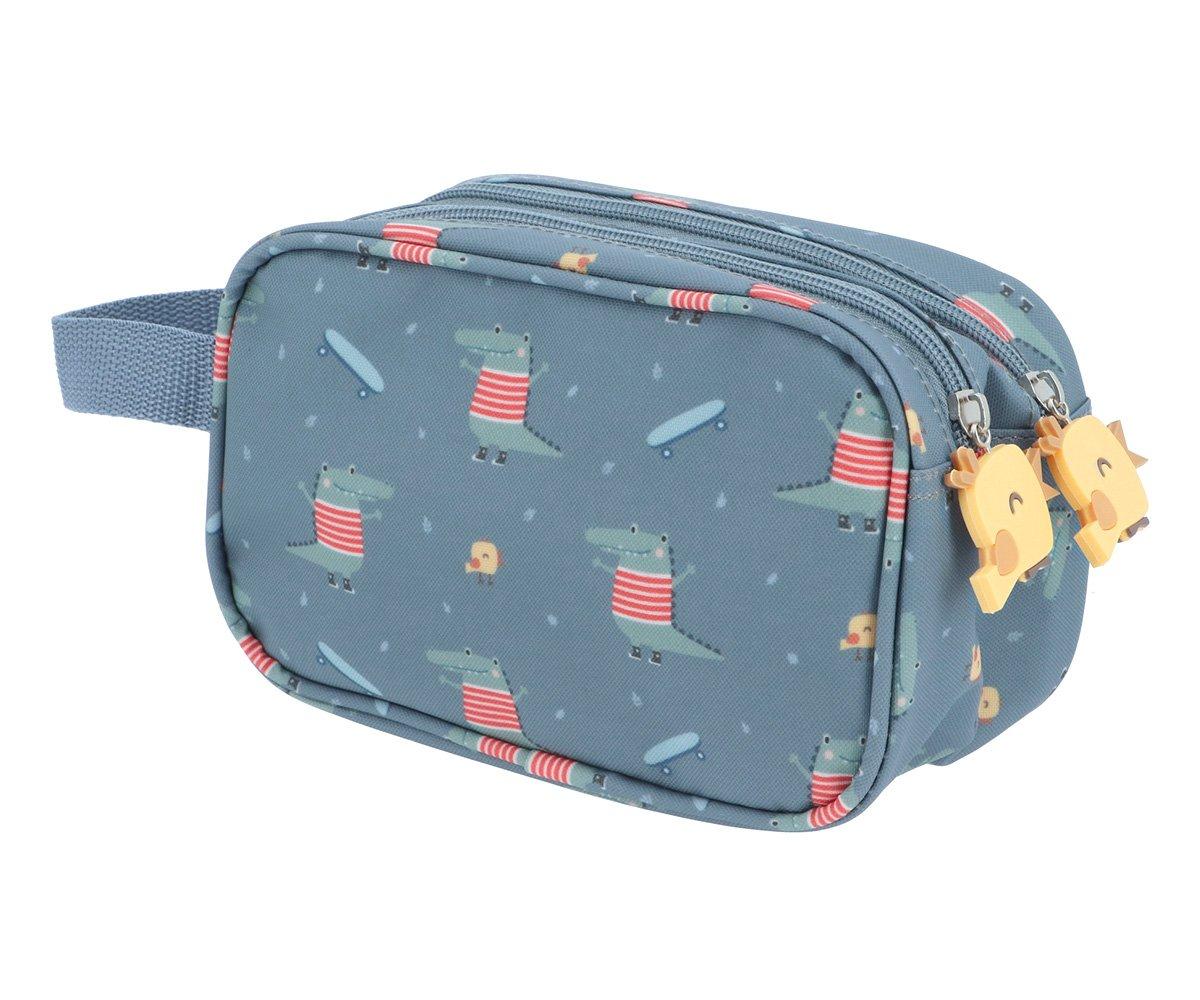 Necessaire dino crocodilo azul