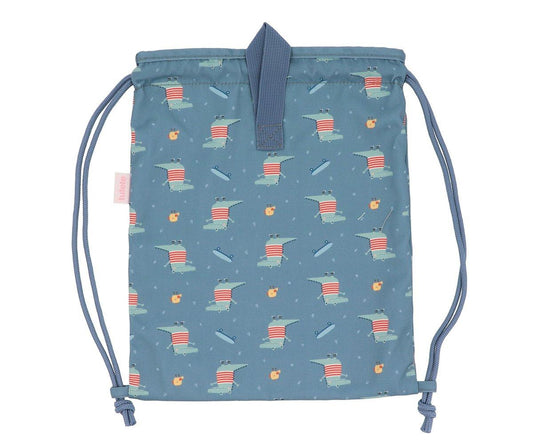 Saco Tecido cordões crocodilo azul