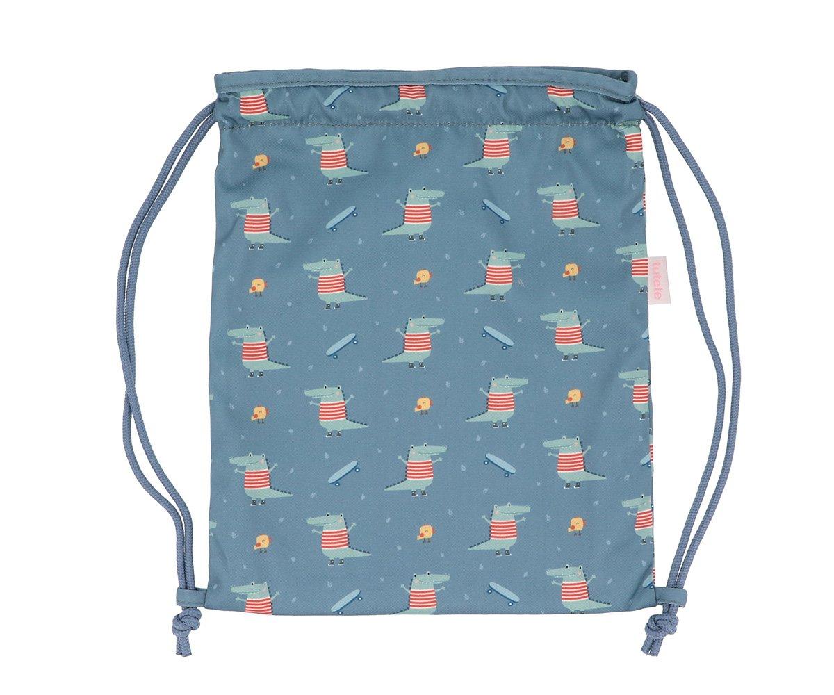 Saco Tecido cordões crocodilo azul