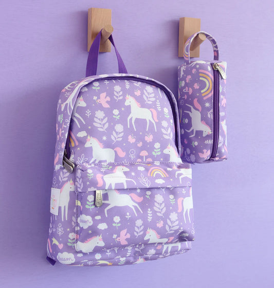 Mini mochila unicórnio roxo