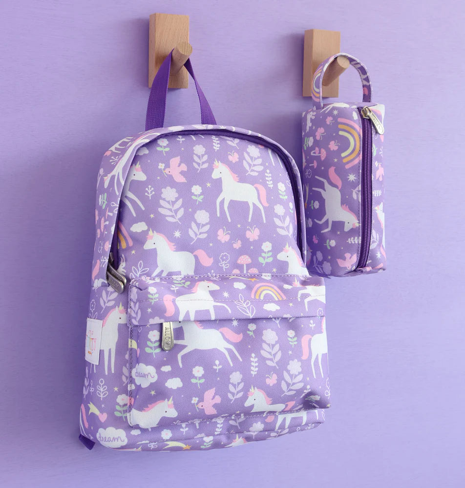 Mini mochila unicórnio roxo