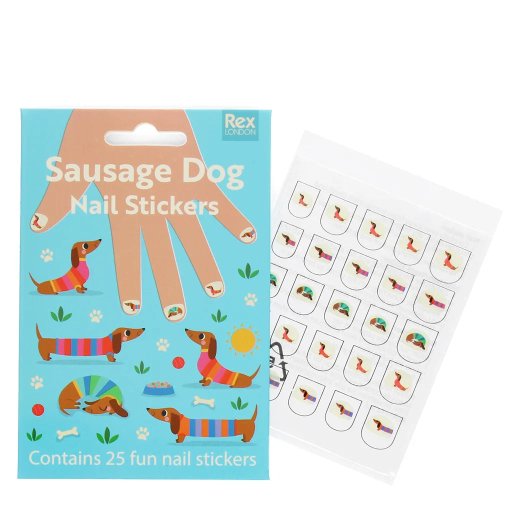 Autocolante de unhas cães salsichas