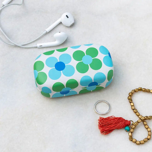 Mini estojo viagem flores azuis