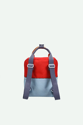 Mochila pequena metade azul/encarnado