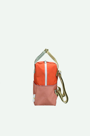 Mochila pequena metade coral/laranja