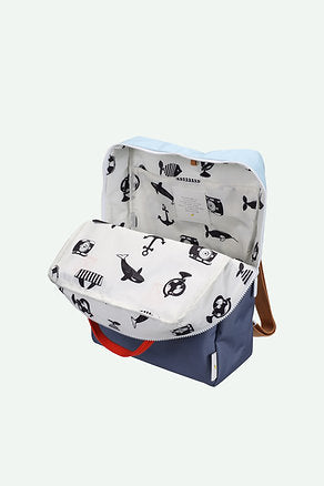 Mochila grande metade navy/azul