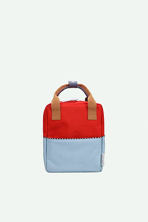 Mochila pequena metade azul/encarnado