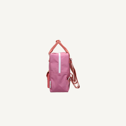 Mochila pequena rosa bolso envelope coral quadrados