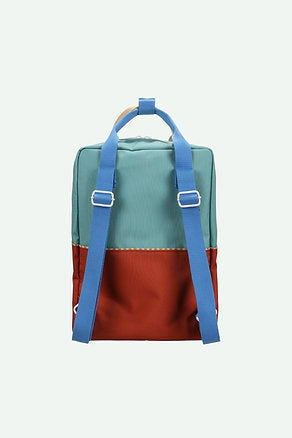 Mochila grande metade tijolo/verde