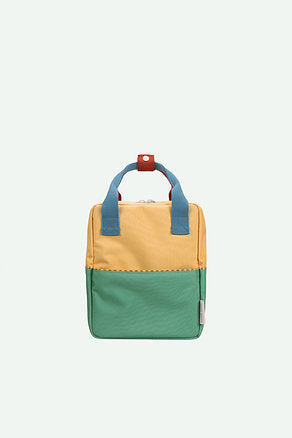 Mochila pequena metade verde/amarelo