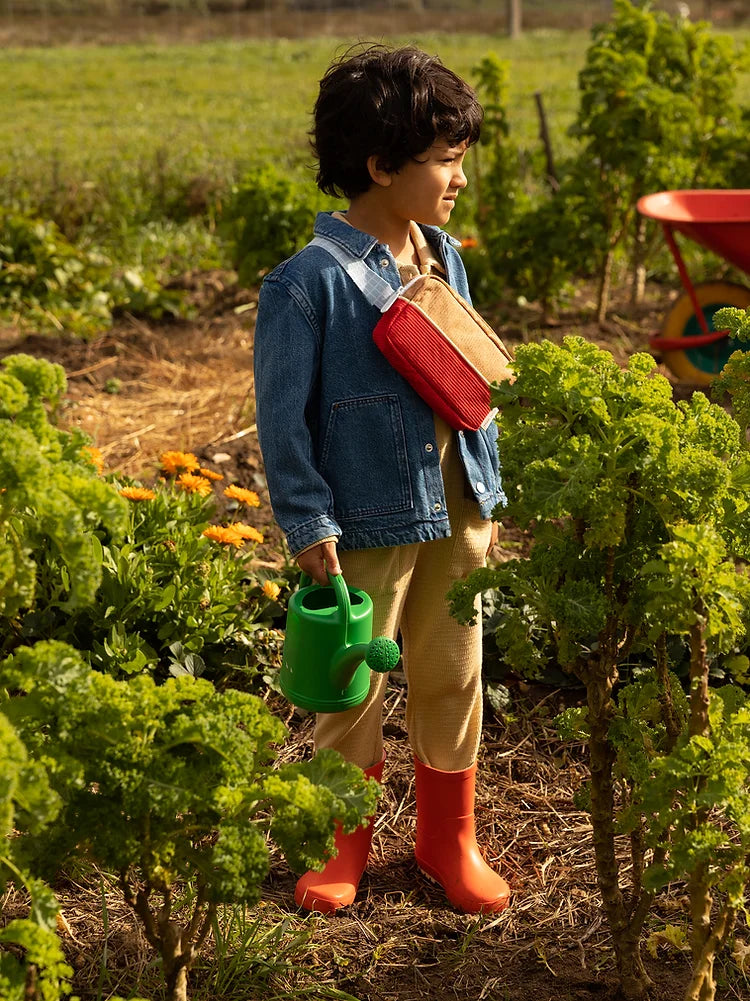 Bolsa cintura pequena veludo cotelê encarnado/castanho