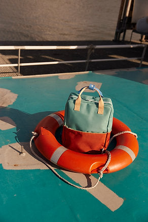 Mochila grande metade tijolo/verde