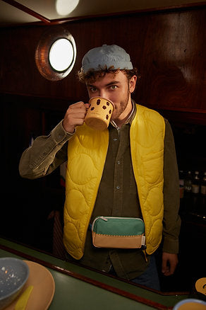 Bolsa cintura pequena metade amarelo/verde