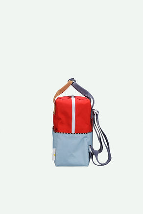 Mochila pequena metade azul/encarnado