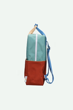 Mochila grande metade tijolo/verde