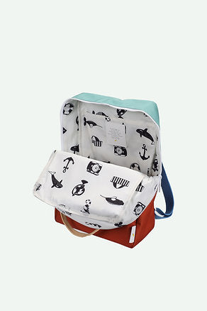 Mochila grande metade tijolo/verde