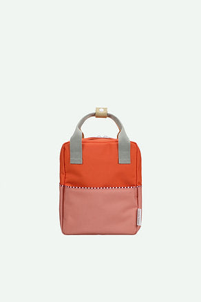 Mochila pequena metade coral/laranja