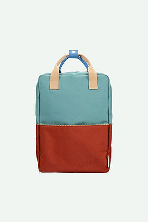 Mochila grande metade tijolo/verde