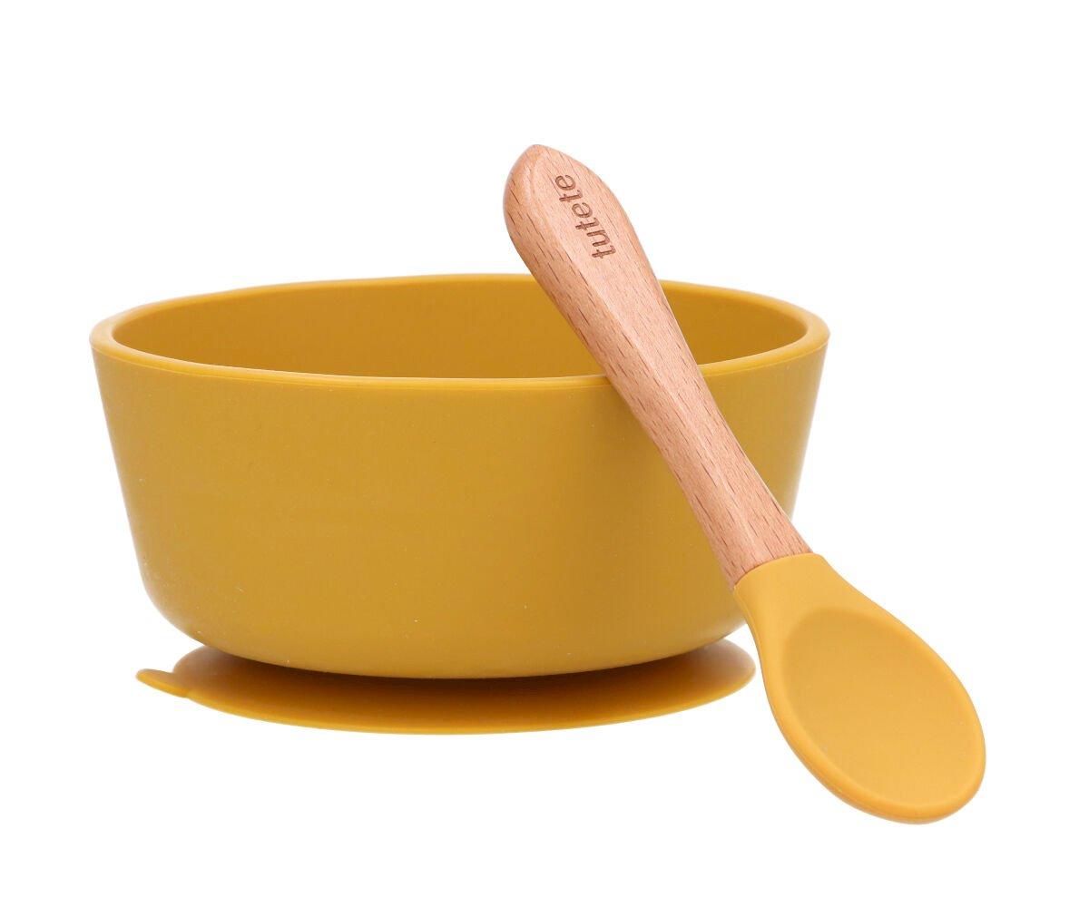 Taça de Silicone com ventosa mostarda