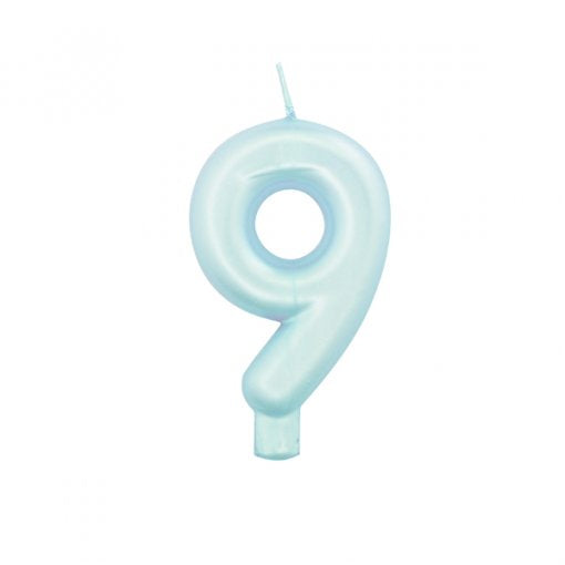 Velas número azul pérola