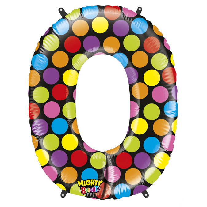 Balão grande número - preto bolas coloridas