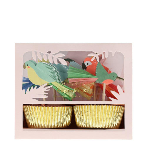 Kit Cupcakes pássaros tropicais