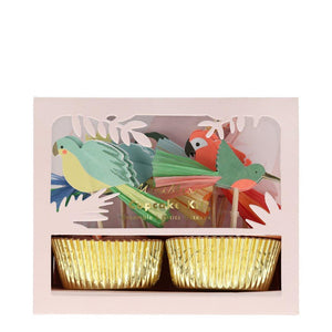 Kit Cupcakes pássaros tropicais