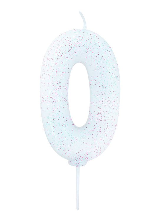 Velas número branca glitter