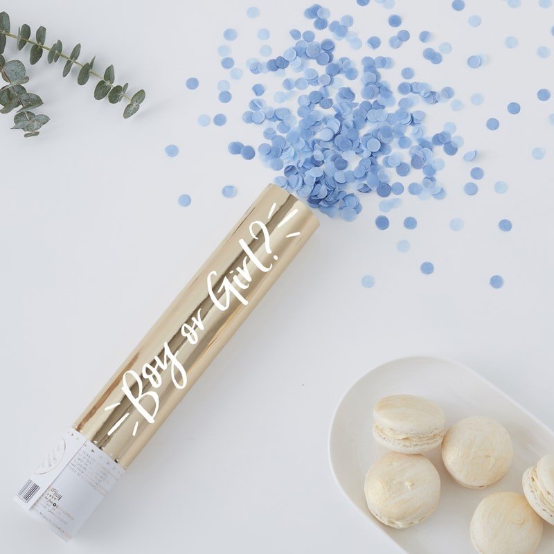 Canhão confetti revelação azul