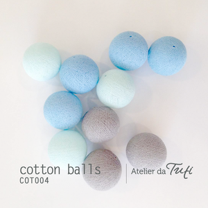 Cotton balls azul & verde-água & cinza