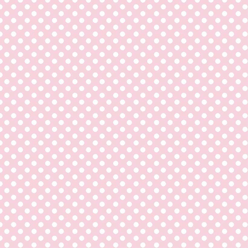 Tecido rosa claro bolas brancas