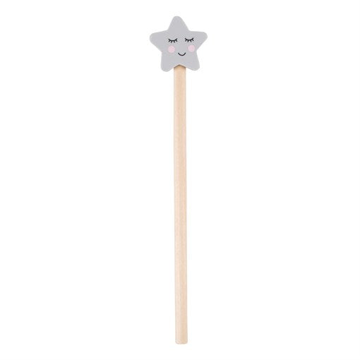 lápis de carvão com borracha estrela