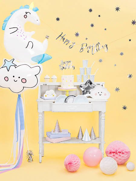 Copos azul-bebé pastel estrelas prateadas