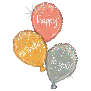 Balões "happy birthday" iridescentes