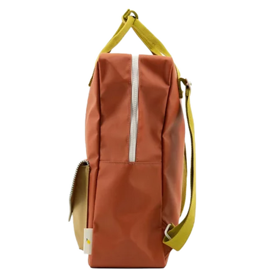 Mochila grande tijolo alças verde khaki bolso envelope