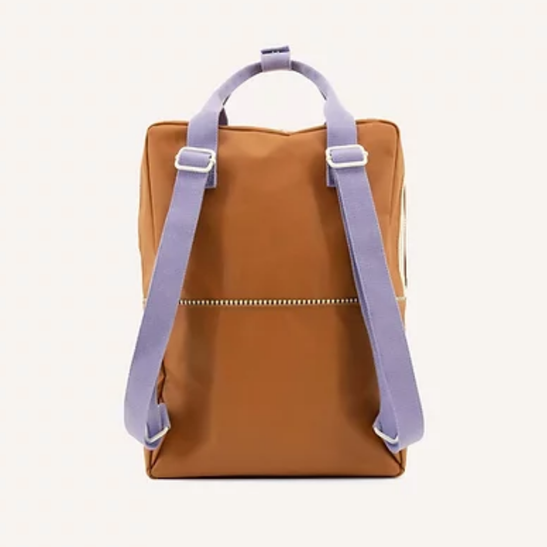 Mochila grande camel alças lilás