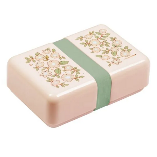 Caixa rectângular flores rosa