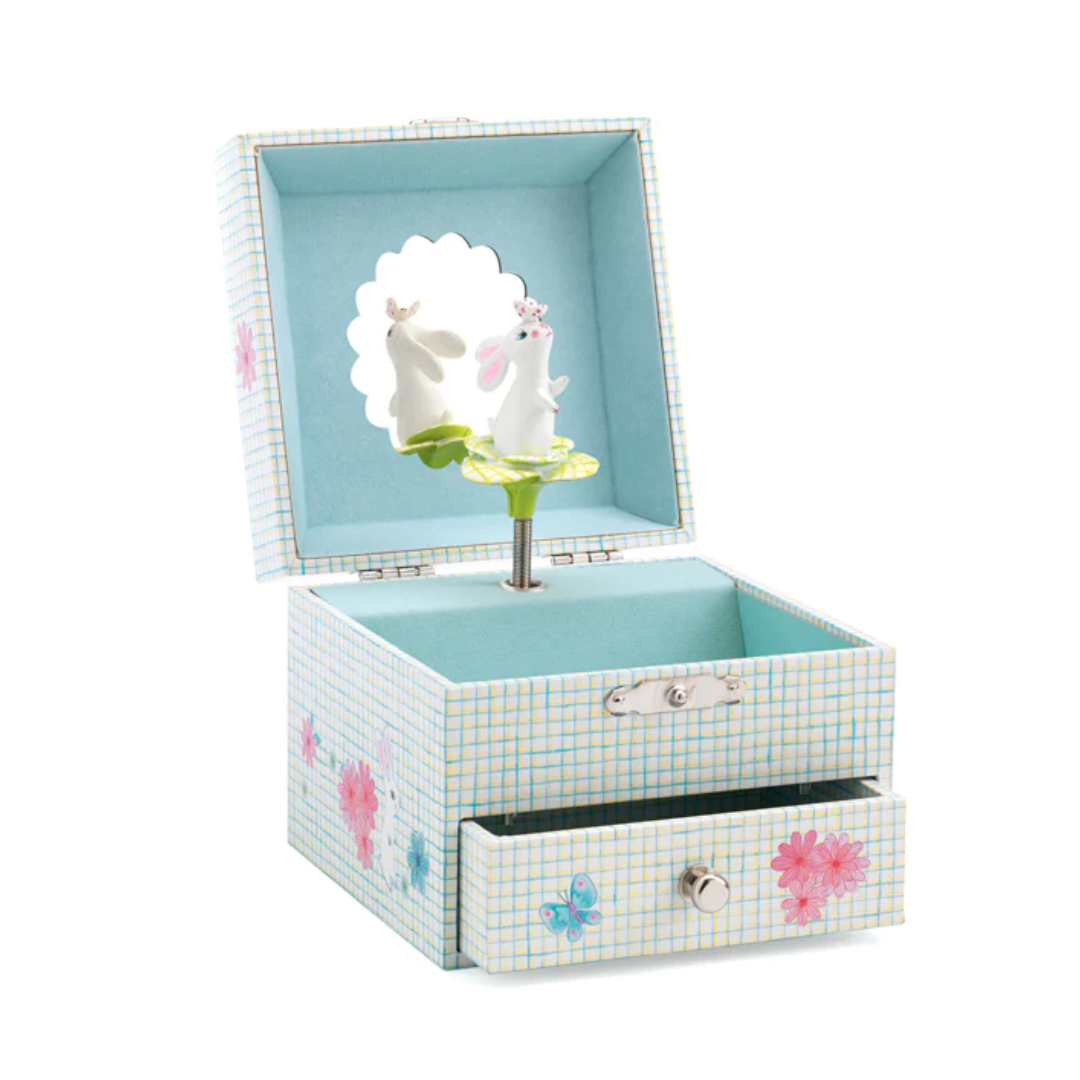 Caixa de música coelho e borboleta