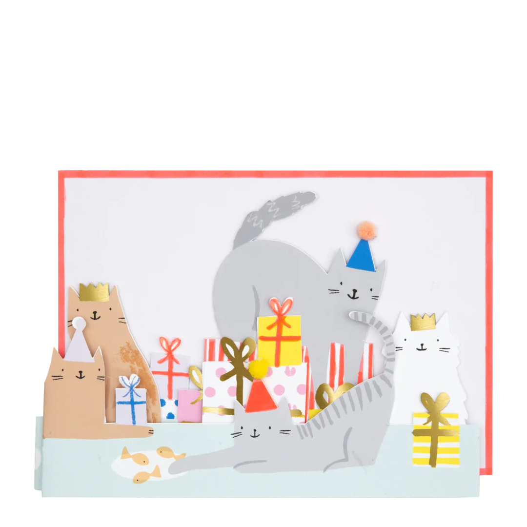 Cartão aniversário gatos